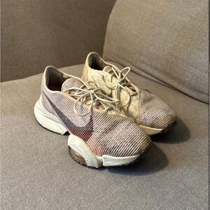 Nike Women's Athletic Shoes - Cream and Brown